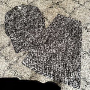 DONCASTER 100% Silk Skirt/blouse Vintage Set - Size 10 - Shoulder Pads